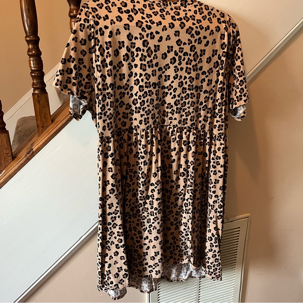 wild fable Beige and Black Leopard Print Short Sleeve Dress - Picture 5 of 6